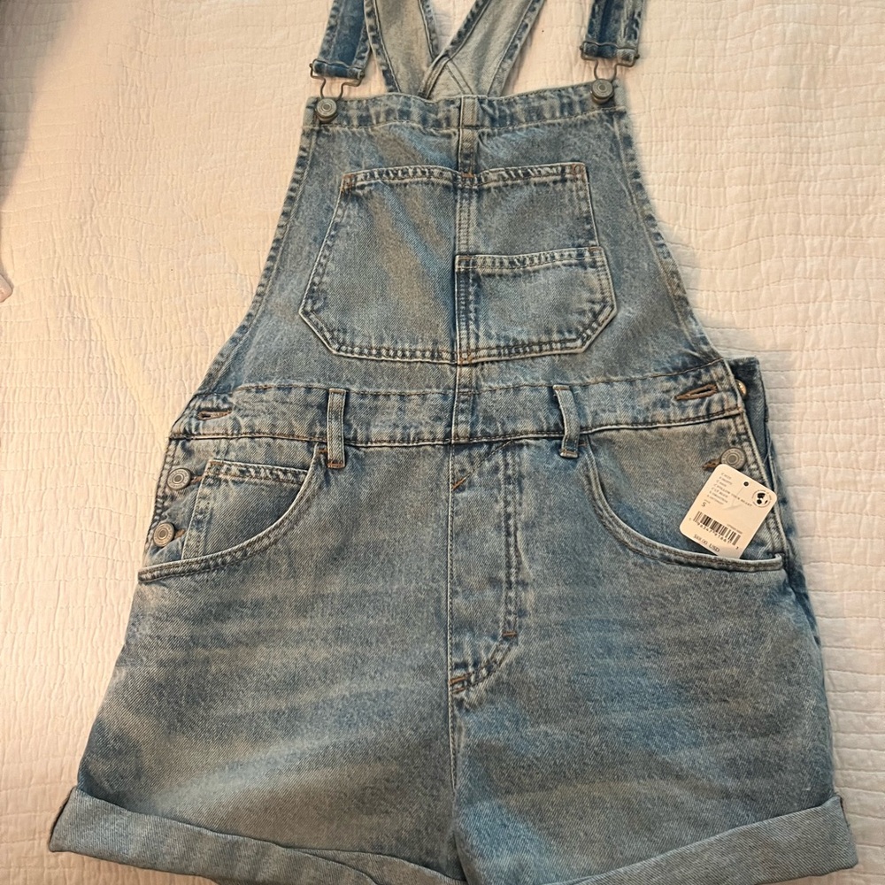 We The Free Light Blue Denim Overalls